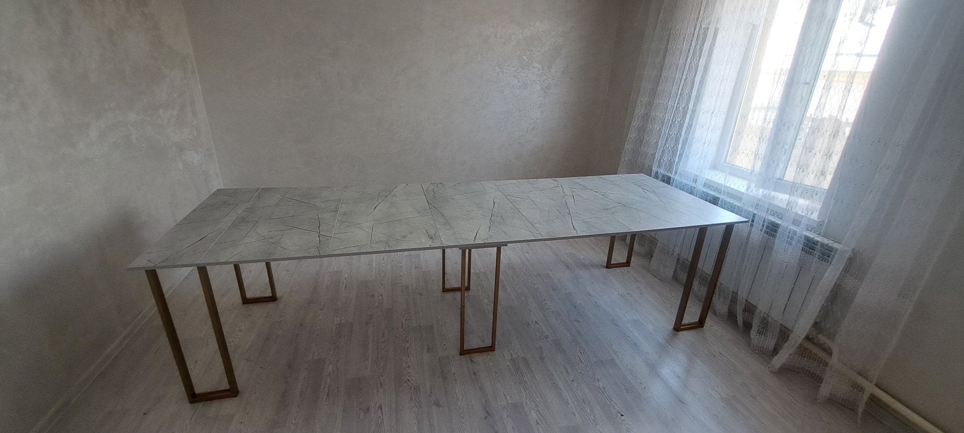 Стол консоль-трансформер Loft, 300х100x78 см, ЛДСП, пластик, белый, темная бронза - ForteMarket Стол консоль-трансформер Loft, 300х100x78 см, ЛДСП, пластик, белый, темная бронза купить,0