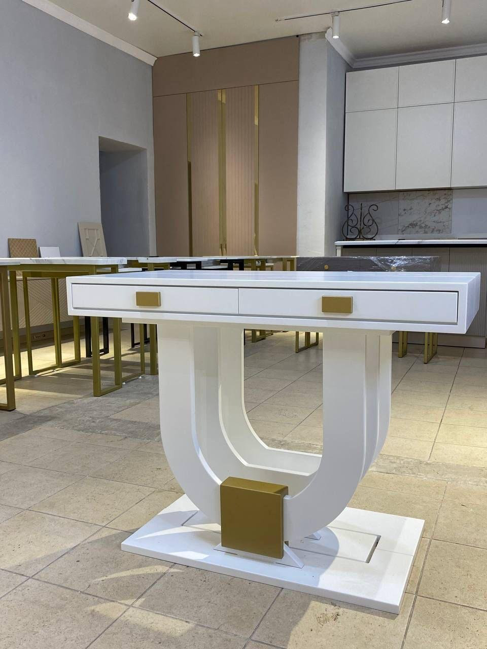Стол консоль-трансформер LUXE Виктория, 300х100x75 см, МДФ, белый купить,NaN