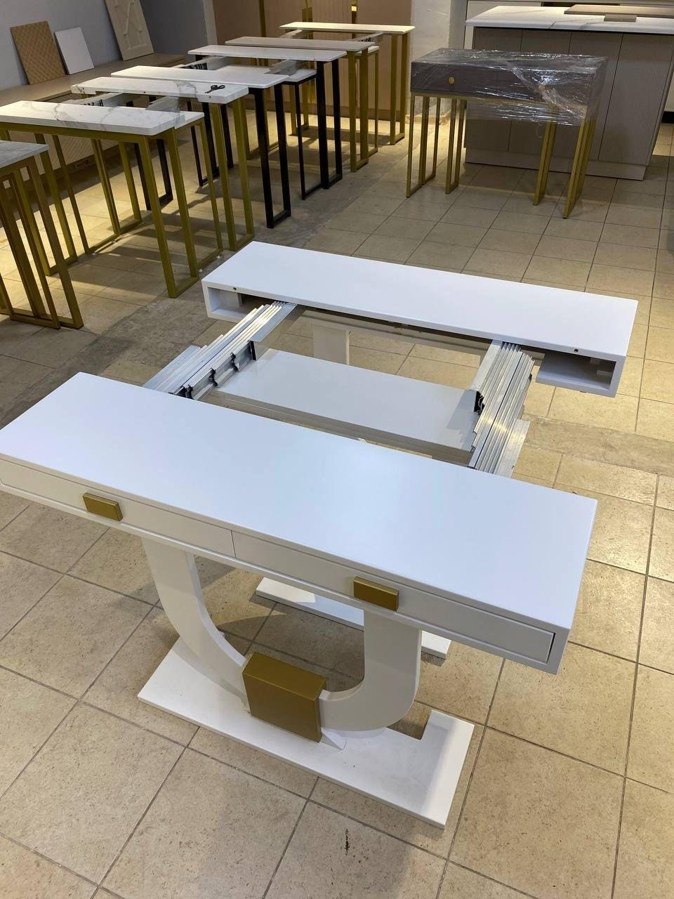 Стол консоль-трансформер LUXE Виктория, 300х100x75 см, МДФ, белый купить,NaN