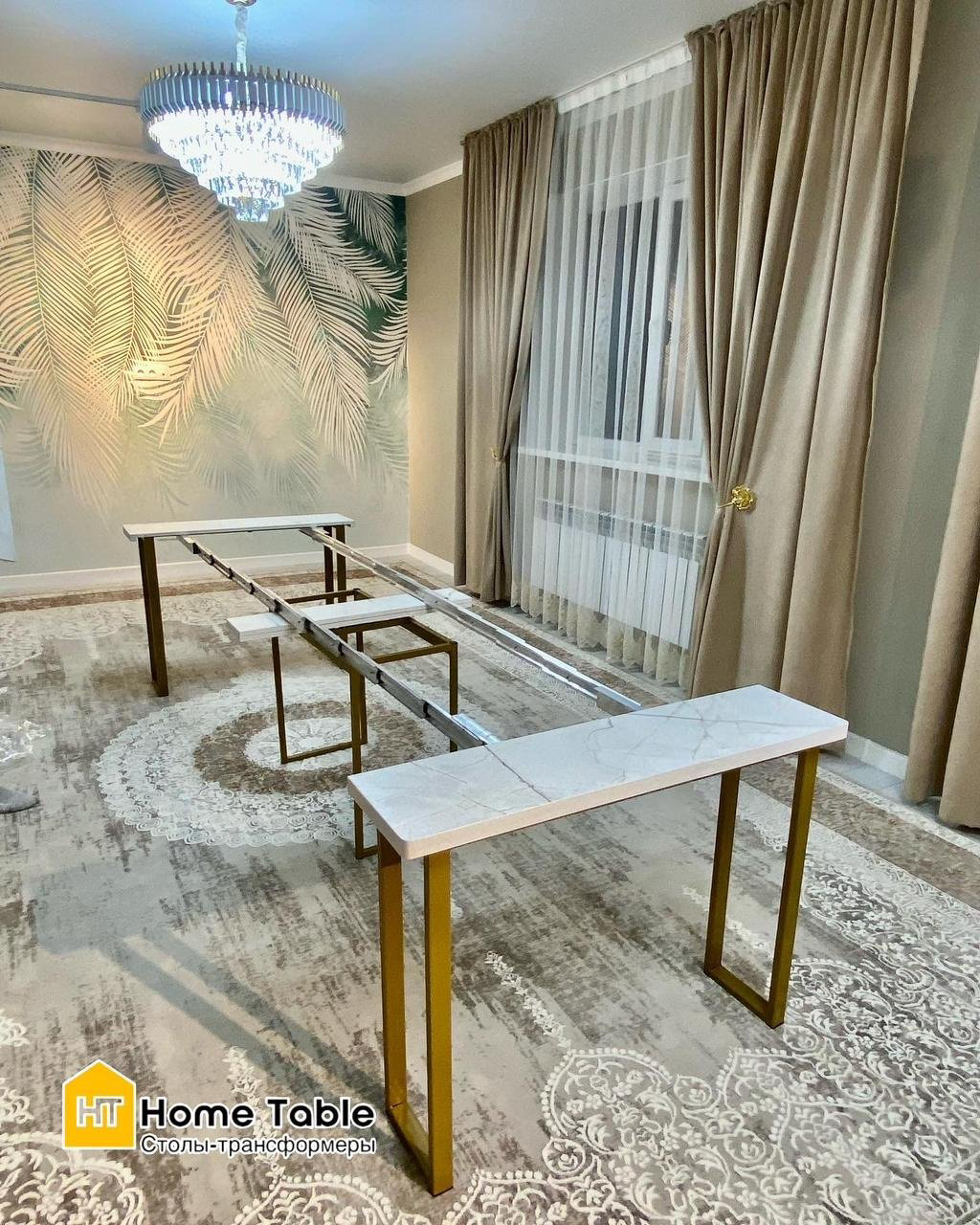 Стол консоль-трансформер HOME.TABLE.KZ Loft, 300х100x75 см, ЛДСП, белый купить,NaN