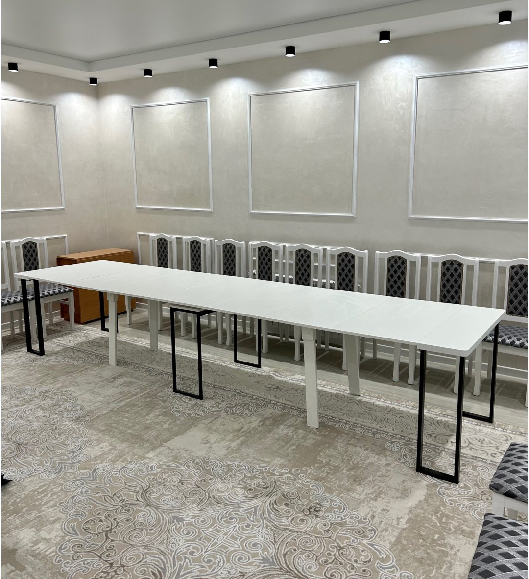 Стол консоль-трансформер Loft, 400х100x75 см, ЛДСП, черный, белый купить,NaN