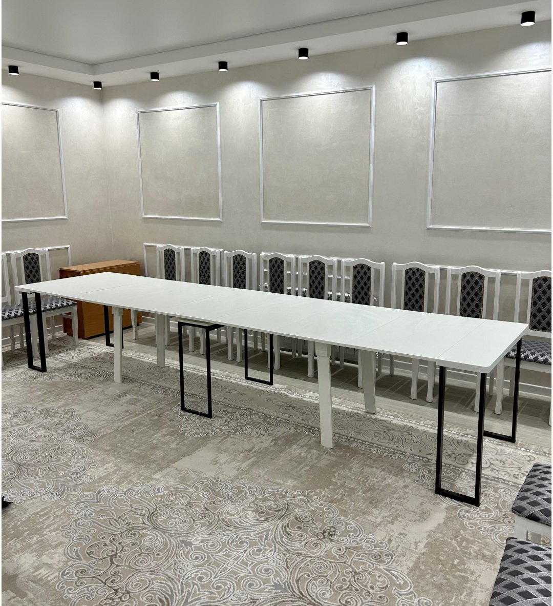 Стол консоль-трансформер Loft, 400х100x75 см, ЛДСП, черный, белый купить,NaN