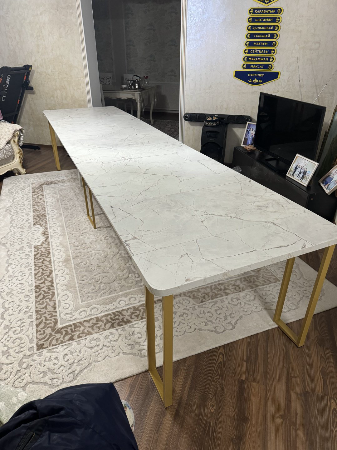 Стол консоль-трансформер Престиж, 400х100x78 см, ЛДСП, золотистый купить,NaN