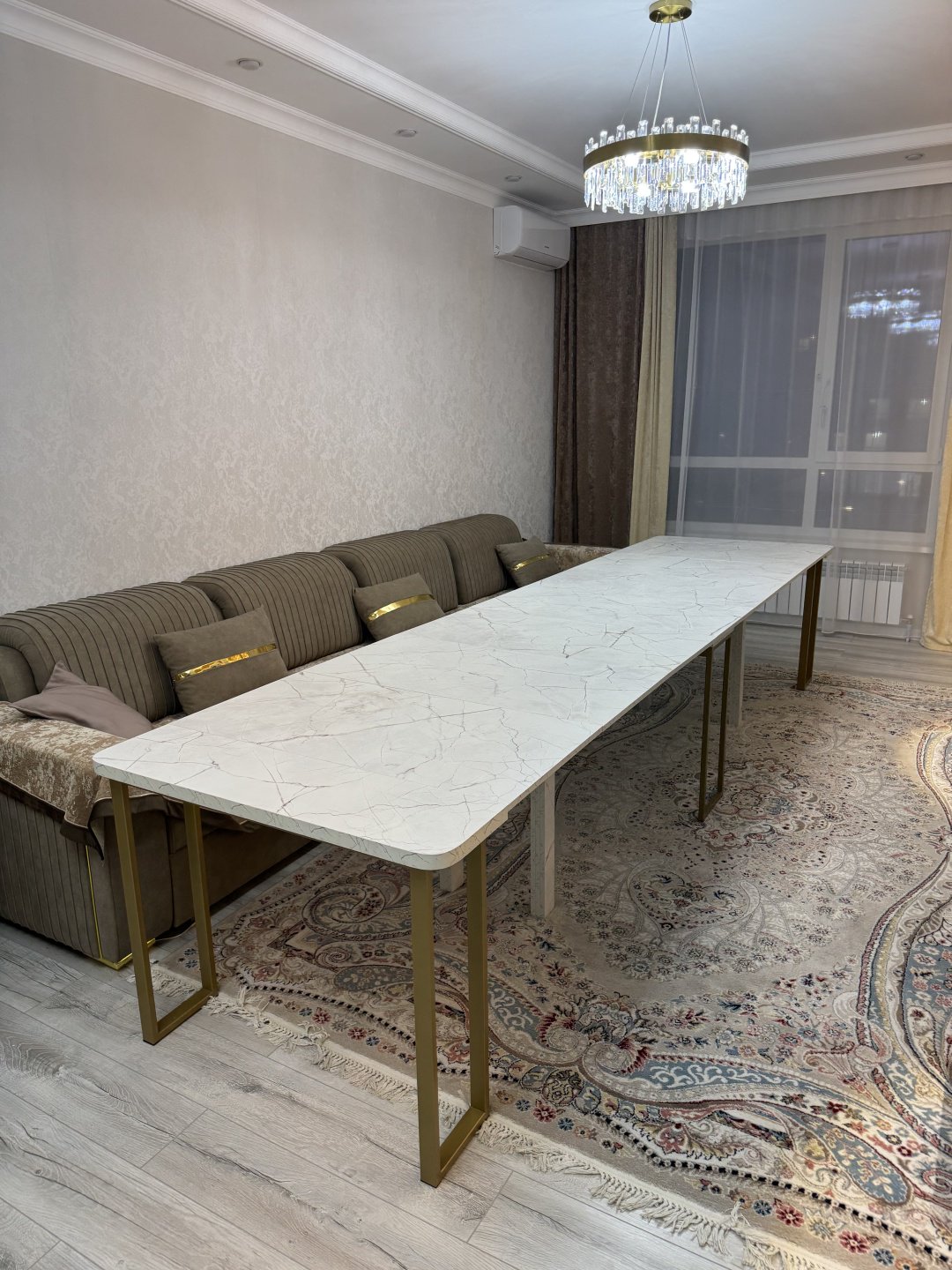 Стол консоль-трансформер Престиж, 400х100x78 см, ЛДСП, золотистый купить,NaN