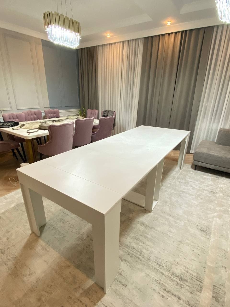 Стол консоль-трансформер Decorium 103156867, 270х100x76 см, ЛДСП, белый купить,NaN