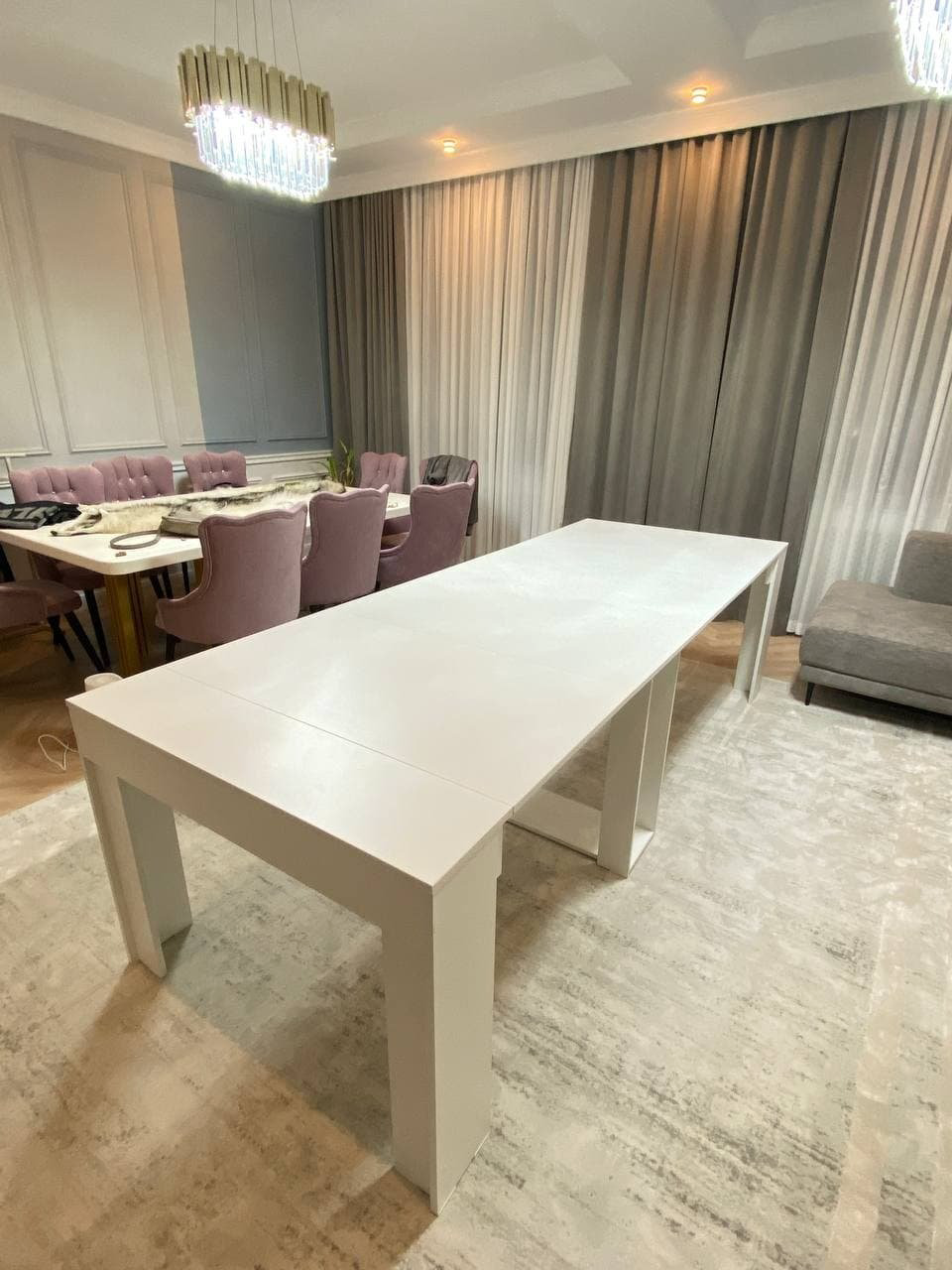Стол консоль-трансформер Decorium 103156867, 270х100x76 см, ЛДСП, белый купить,NaN