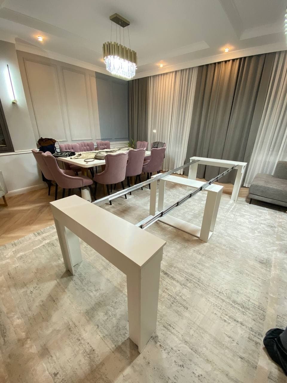 Стол консоль-трансформер Decorium 103156867, 270х100x76 см, ЛДСП, белый купить,NaN