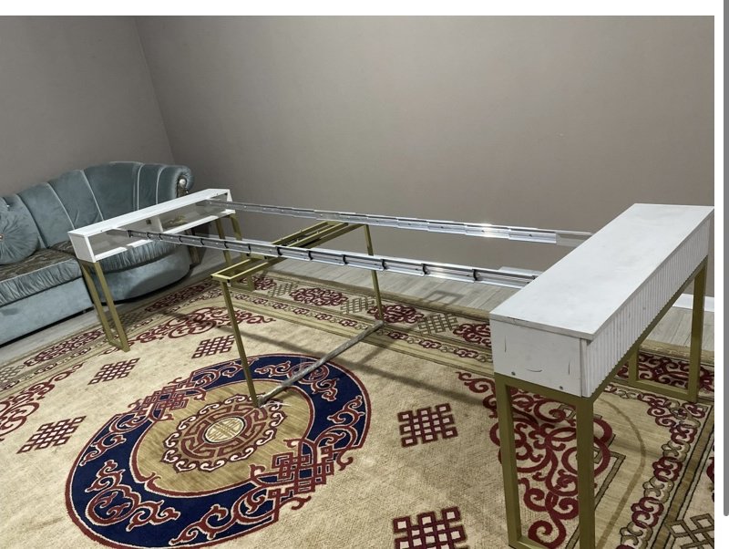 Стол консоль-трансформер DOS, 400х100x76 см, ЛДСП, белый, золотой купить,NaN