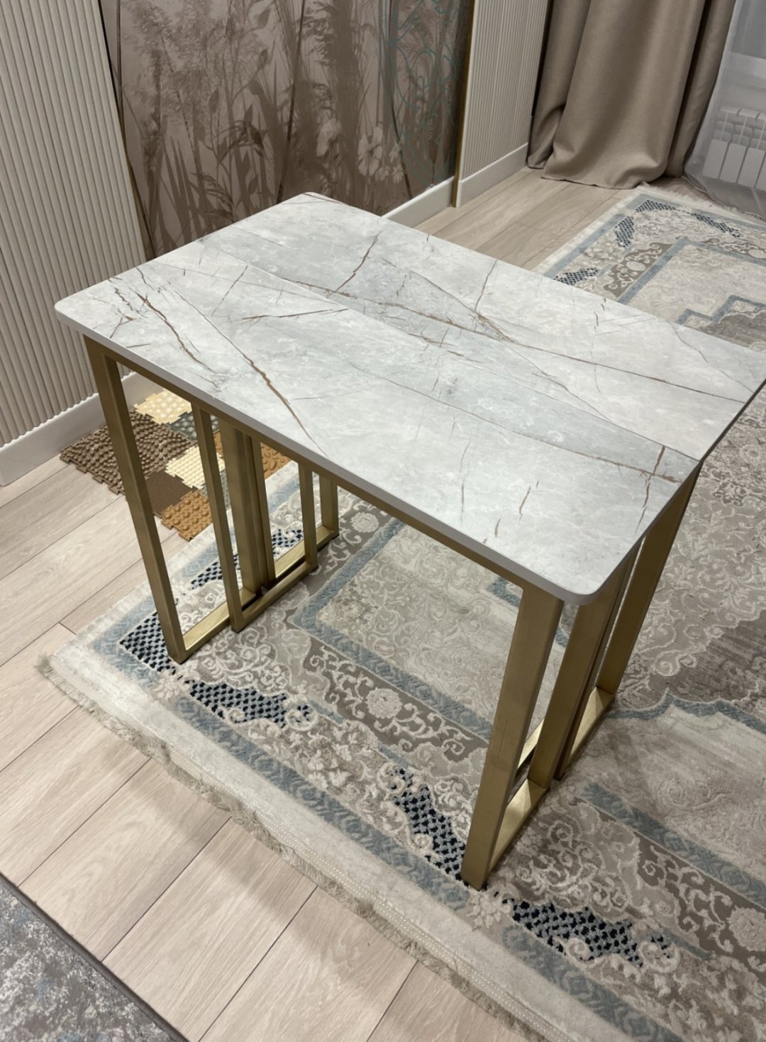 Раздвижной стол RBA, 300х80x75 см, ЛДСП, серый, золотистый купить,NaN