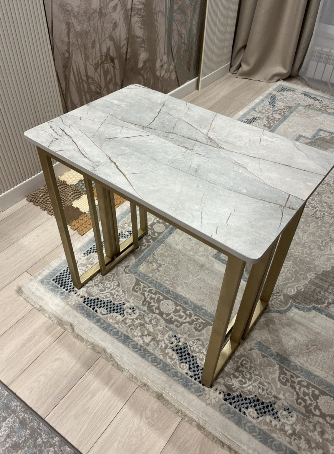 Раздвижной стол RBA, 300х80x75 см, ЛДСП, серый, золотистый купить,NaN