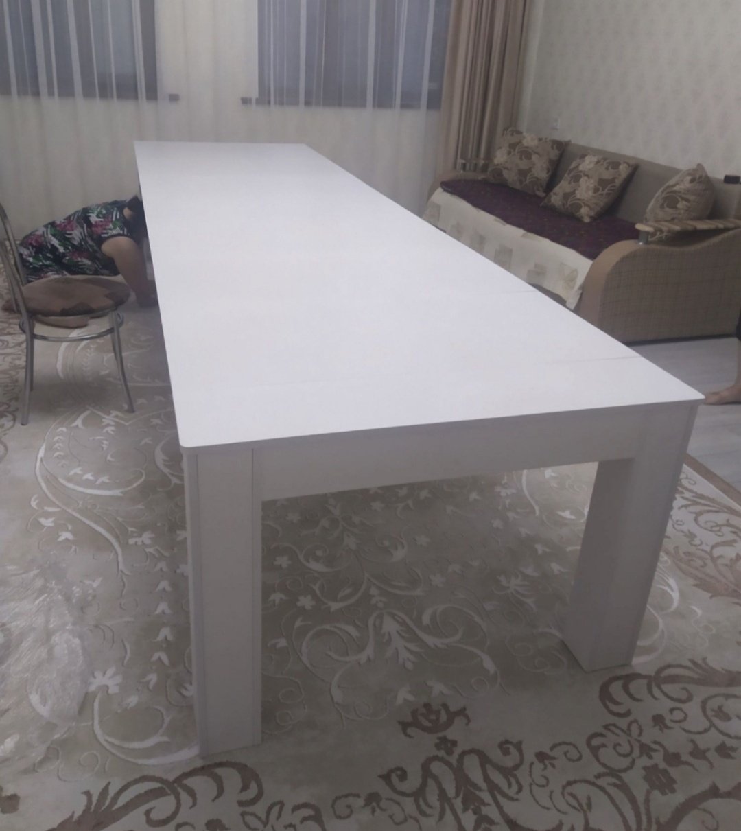 Стол консоль-трансформер 324991297, 400х100x76 см, ЛДСП, белый купить,NaN