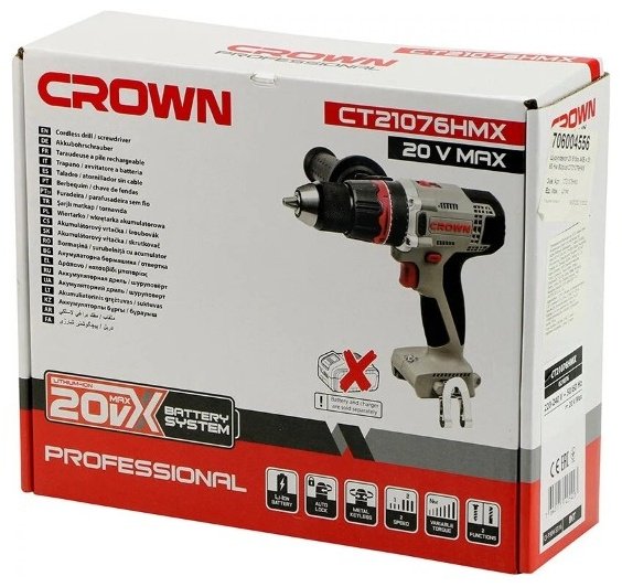 CROWN дрель-шуруповерт CT21076HMX купить,NaN