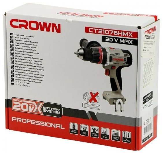 CROWN дрель-шуруповерт CT21076HMX купить,NaN