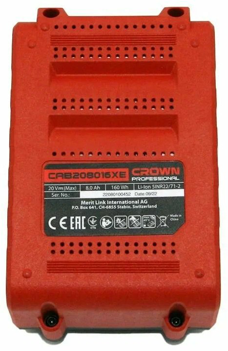 Аккумулятор CROWN CAB208016XE CB Li-Ion 8 Ач 1 шт