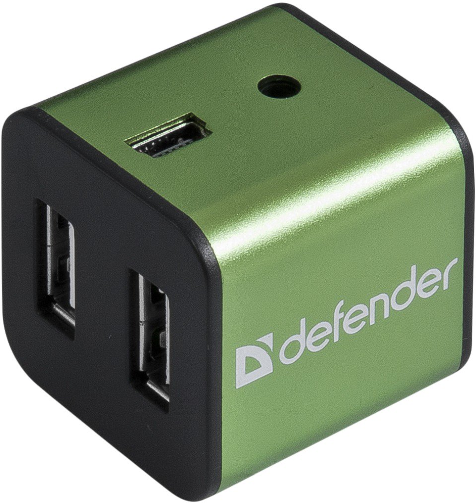 USB Hub Defender Quadro Iron 4-port черно-зеленый