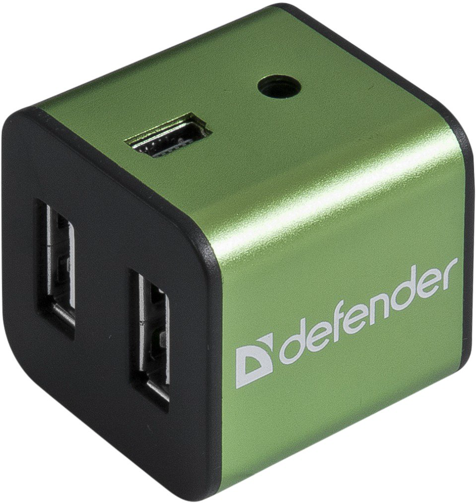 USB Hub Defender Quadro Iron 4-port черно-зеленый