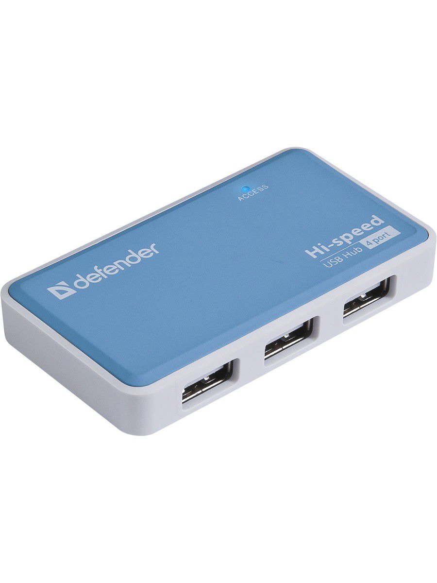 USB Hub Defender Quadro Power синий