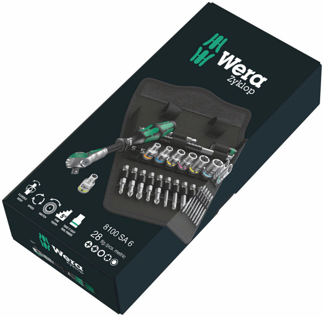 Набор инструментов и оснастки универсальный 28 в 1 Wera 8100 SA Zyklop Speed 05004016001 купить,NaN