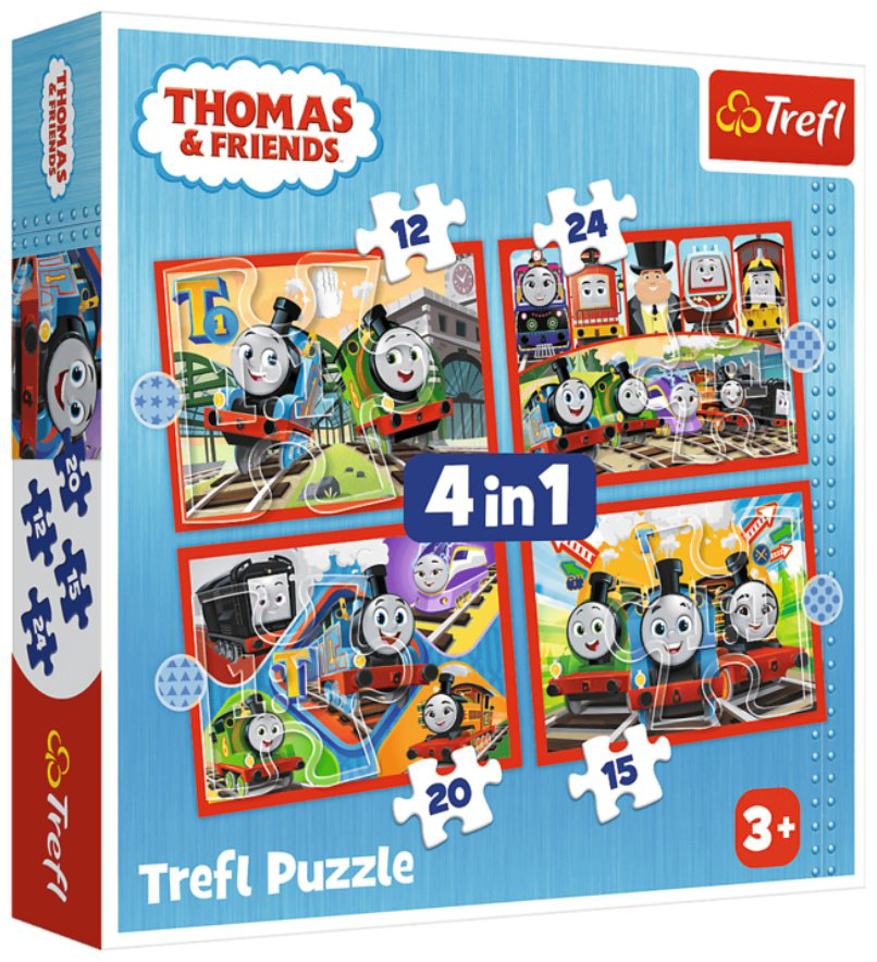 Trefl 34619T Пазл Томас и его друзья, Набор 4в1 (12+15+20+24 деталей)