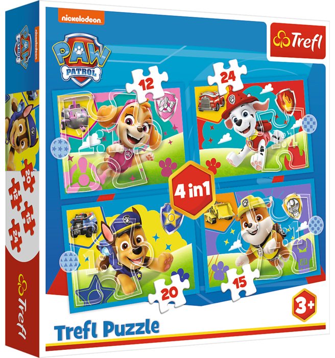 Trefl 34628T Пазл Щенячий патруль, Набор 4в1 (12&#43;15&#43;20&#43;24 деталей)