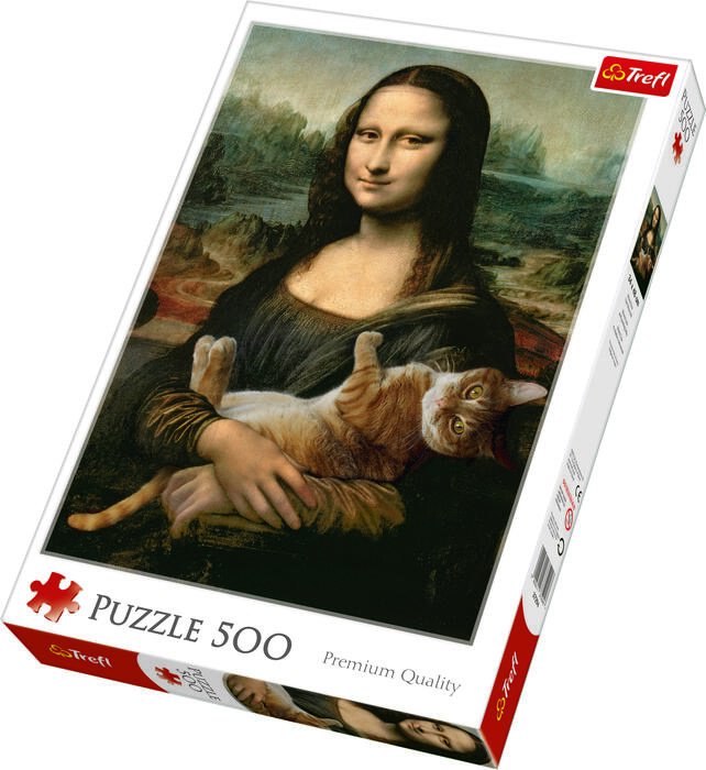Trefl 37294T Пазл Мона Лиза и мурлыкающий кот, 500 деталей