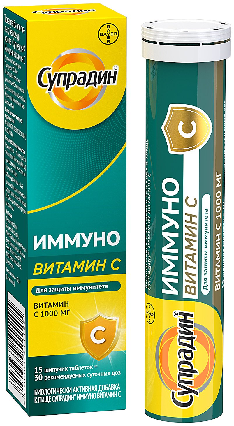 Bayer Супрадин Иммуно витамин C шип таб №15 таблетки 15 шт купить,0