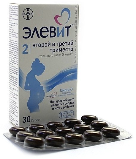 Bayer БАД Элевит второй и третий триместр 30 капсул купить,NaN