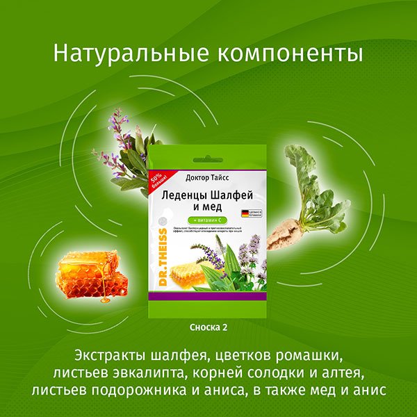 Dr Theiss Доктор Тайсс Леденцы Шалфей и мед &#43; витамин С леденцы 20 шт купить,0