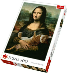 Trefl 37294T Пазл Мона Лиза и мурлыкающий кот, 500 деталей