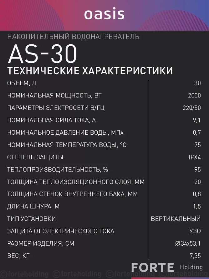 Водонагреватель Oasis AS-30 30 л купить,0