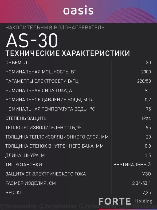 Водонагреватель Oasis AS-30 30 л купить,NaN