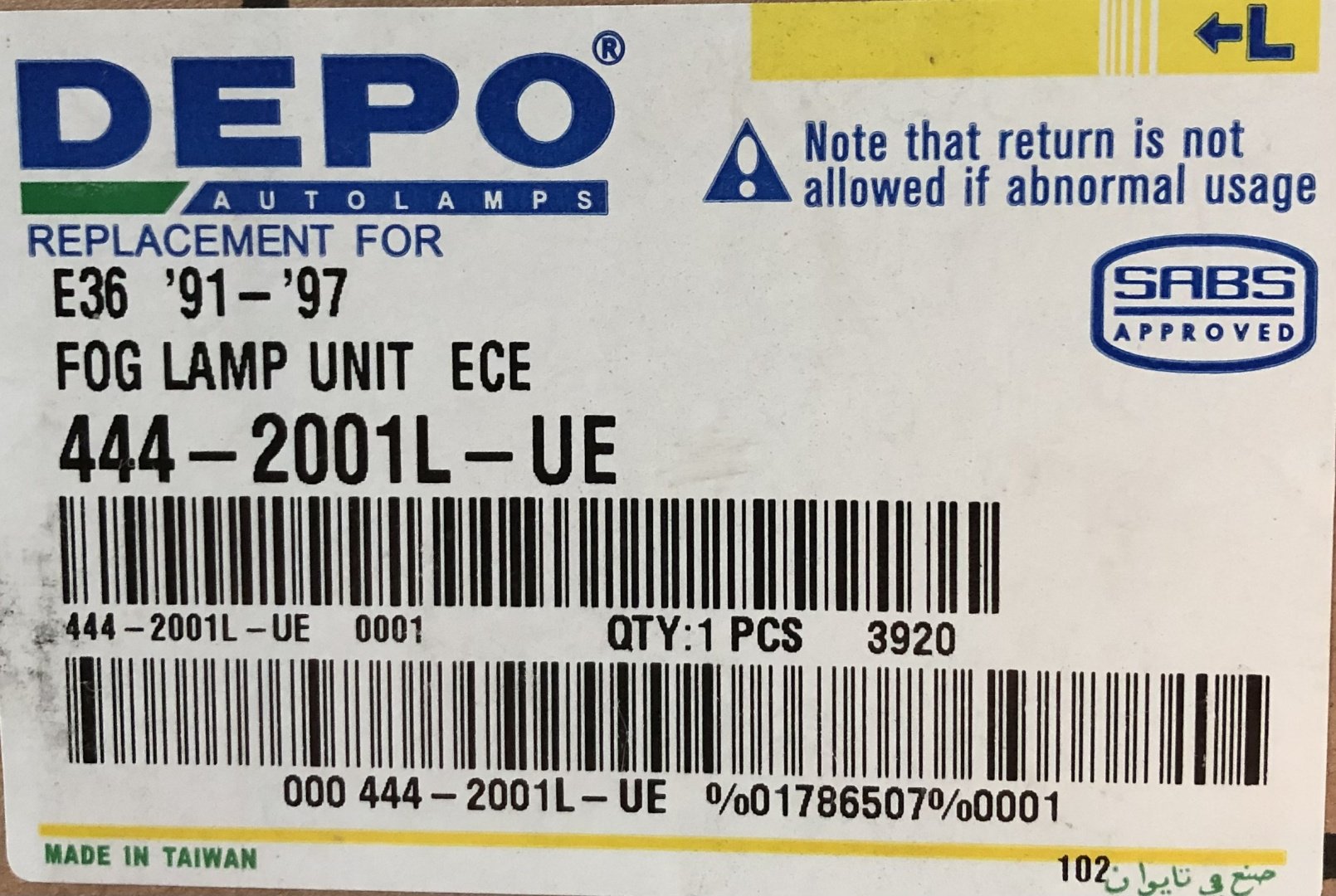 DEPO противотуманная фара 444-2001L-UE купить,NaN