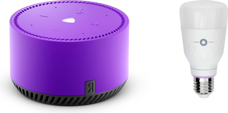 Умная колонка Яндекс Станция Лайт Violet + Яндекс лампочка Bulb E27 Яндекс YNDX-00018