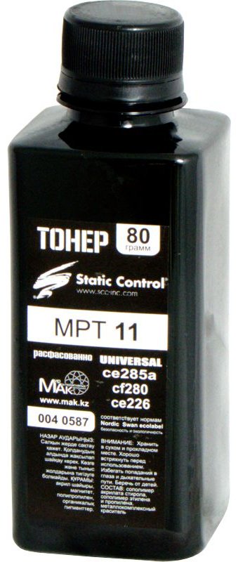 Тонер Static Control MPT11.80g (0040587) черный