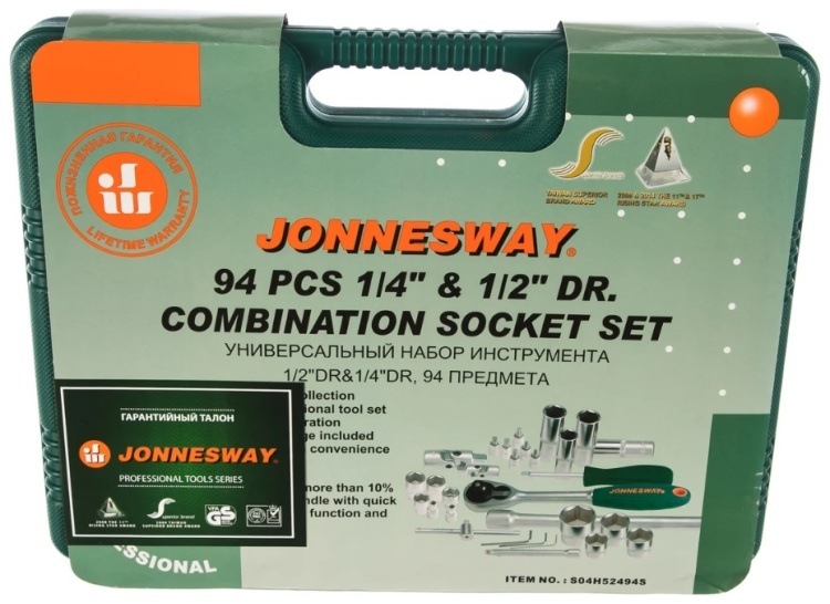 Набор инструмента JONNESWAY S04H52494S 94 пр. 1/2" 1/4" 6 гр. купить,NaN
