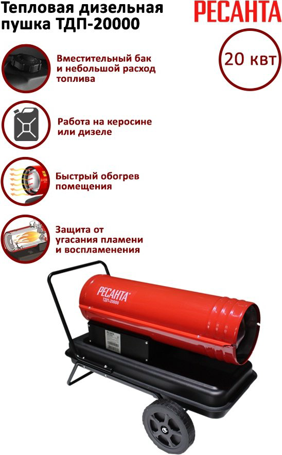 Тепловая дизельная пушка Ресанта ТДП-20000, 20 кВт купить,82090