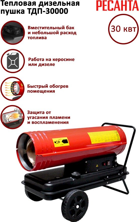 Тепловая дизельная пушка Ресанта ТДП-30000, 30 кВт
