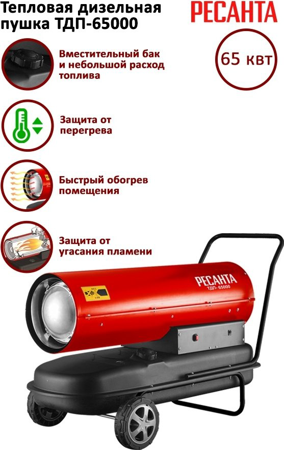 Тепловая дизельная пушка Ресанта 67/1/32, 65 кВт купить,NaN