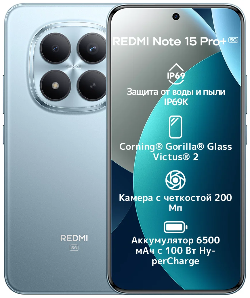 Смартфон Redmi Note 15 Pro+ 5G NFC 8/256GB голубой + подарок купить,349000