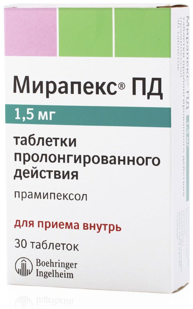 Мирапекс ПД капсулы 1.5 мг 30 шт