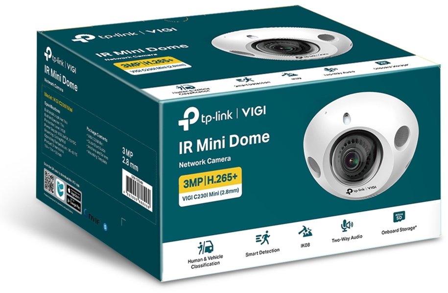 TP-LINK камера видеонаблюдения VIGI C230I Mini(2.8mm)(UN), 3MP, расширение 2304x1296 купить,NaN