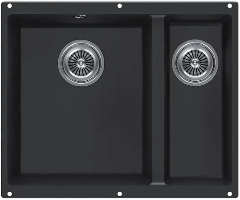 Кухонная мойка KuchenStern UNDER 60-2 Ku-Granit черный 102BL10 (KS-800114) подстольная 55.5х46х19 см, искусственный гранит, тон черный