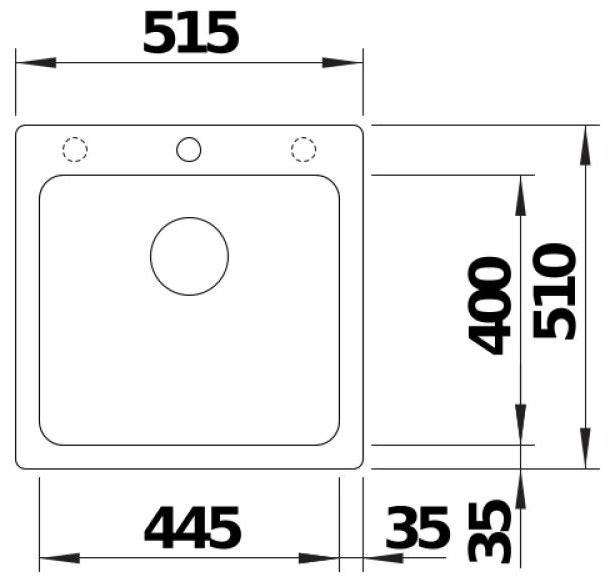Кухонная мойка Blanco Naya 5 526580 накладная 51.5х51х20 см, искусственный камень, тон темная скала купить,0