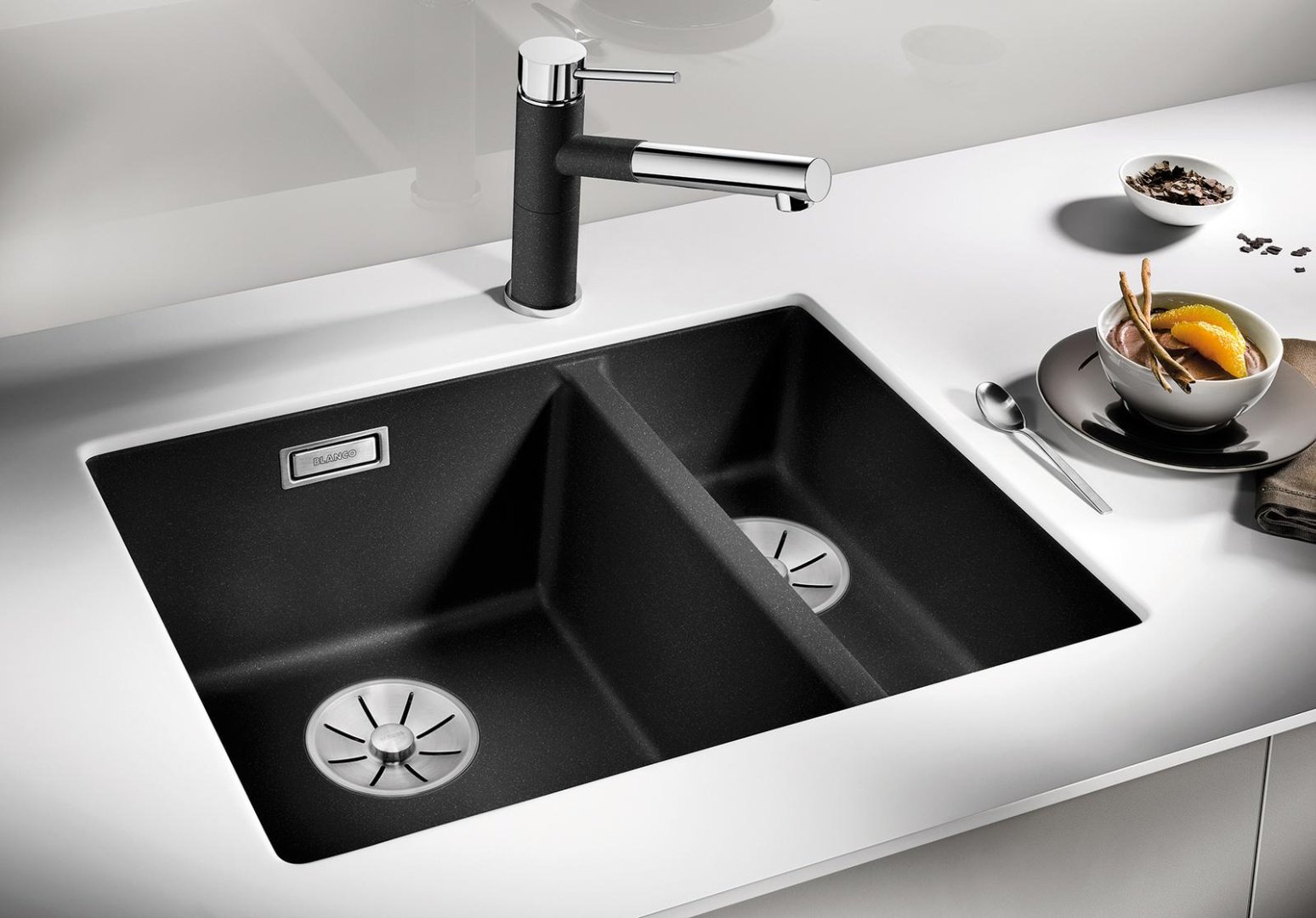 Кухонная мойка Blanco Subline 340/160-U подстольная 55.5х46х19 см, искусственный гранит, тон черный купить,0
