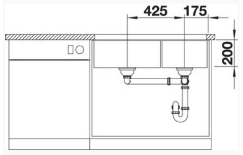 Кухонная мойка Blanco подстольная Subline 480/320-U , черный купить,388802