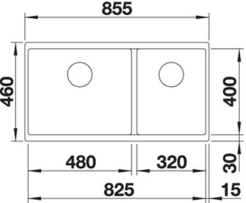 Кухонная мойка Blanco 480/320-U 523591 подстольная 46.6х85.5х20 см, гранит