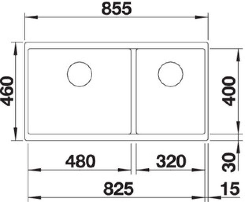 Кухонная мойка Blanco 480/320-U 523591 подстольная 46.6х85.5х20 см, гранит