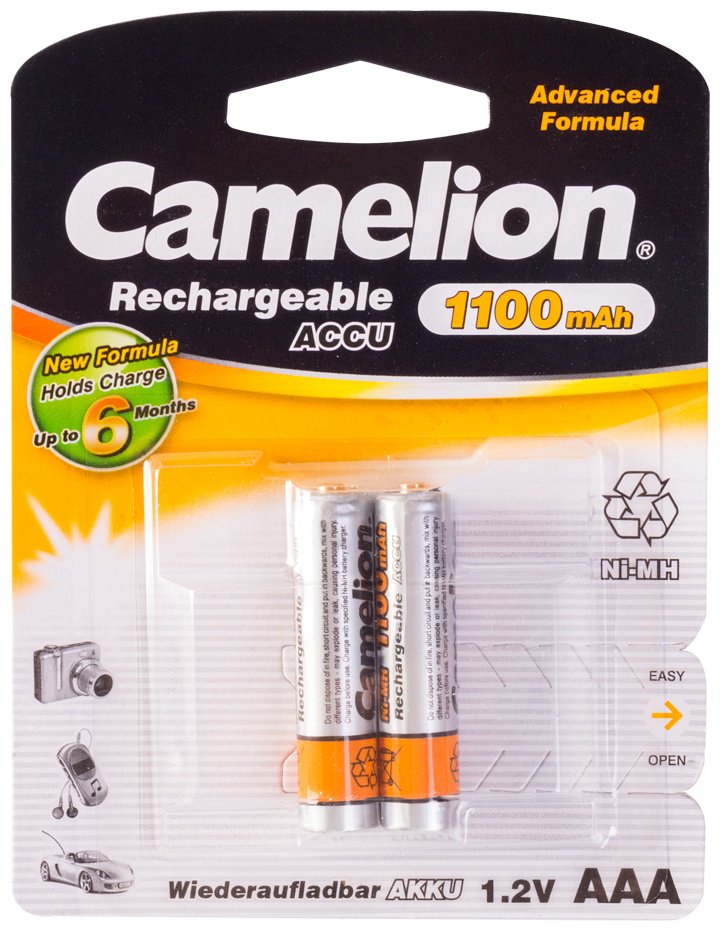 Аккумулятор AAA Camelion Rechargeable Ni-MH NH-AAА1100BP2 2 шт