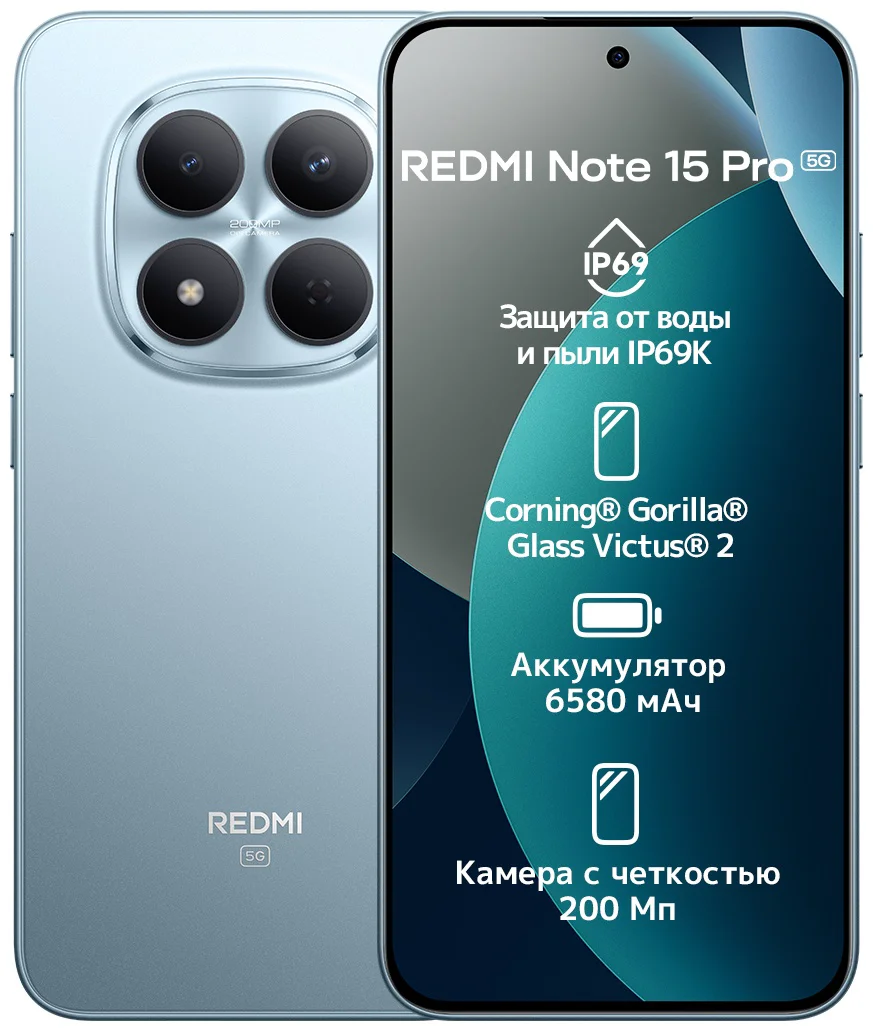 Смартфон Xiaomi Redmi Note 15 Pro 5G NFC 8/512GB Glacier Blue купить,NaN