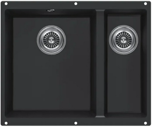 Кухонная мойка KuchenStern UNDER 60-2 Ku-Granit черный 102BL10 (KS-800114) подстольная 55.5х46х19 см, искусственный гранит, тон черный